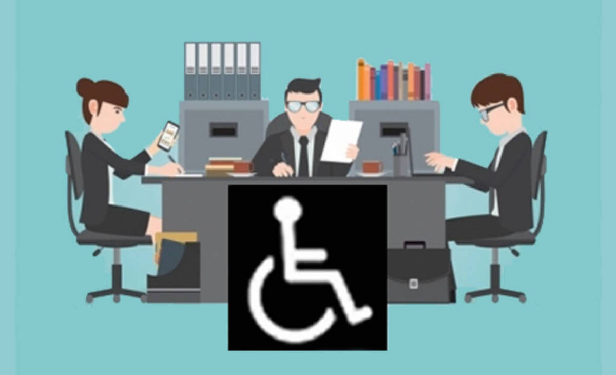 Lavoro per disabili in un disegno