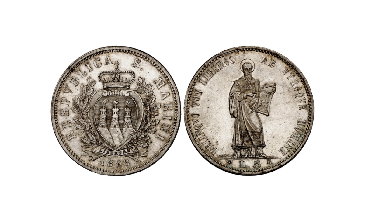 5 lire Repubblica di San Marino 1898
