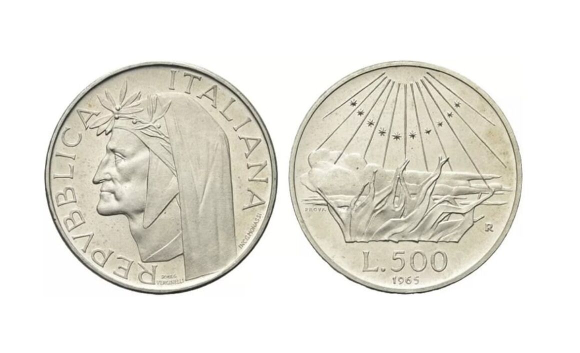 500 lire argento Dante Alighieri