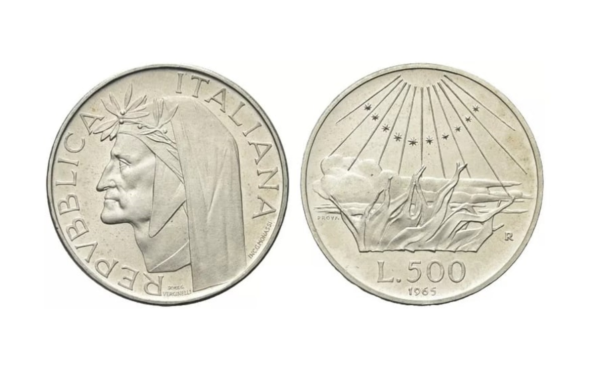 500 lire argento Dante Alighieri
