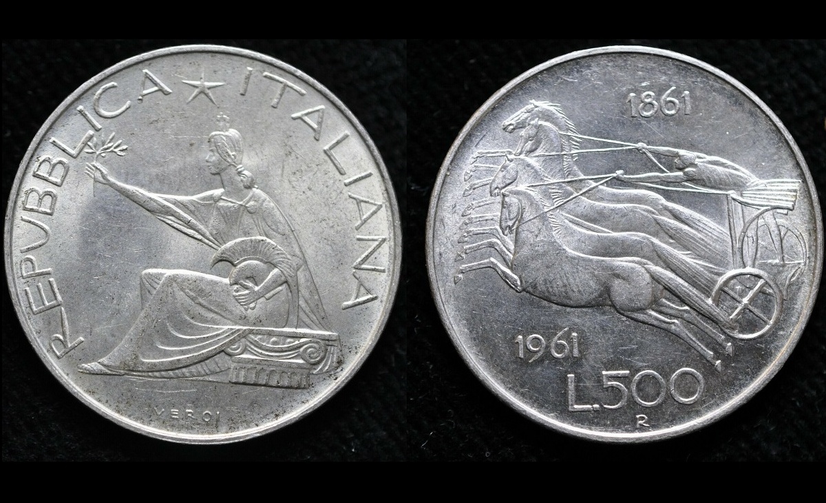 Valore 500 lire centenario dell'Unità d'Italia