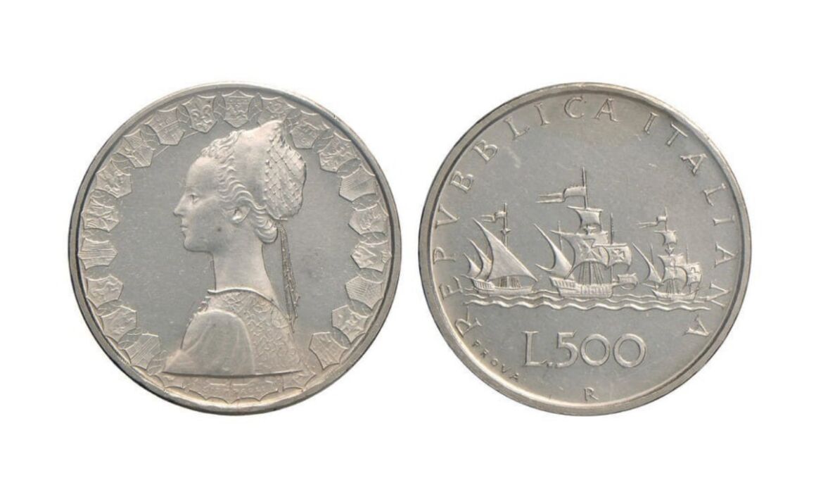 Valore della moneta da 500 lire Caravelle prova