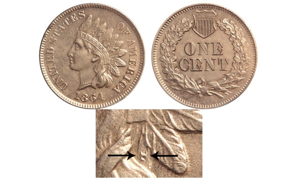 Valore della moneta da 1 Centesimo di Dollaro 1864 Indian Head Penny–”L” on Ribbon