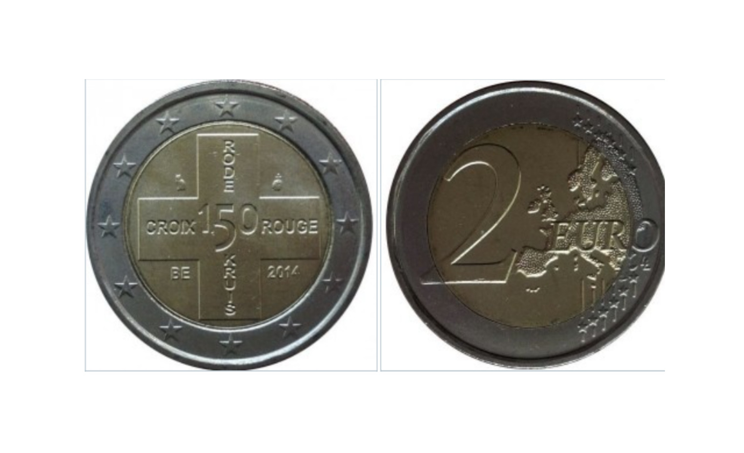 Valore moneta da 2 euro Commemorativi Belgio 2014 - Croce Rossa