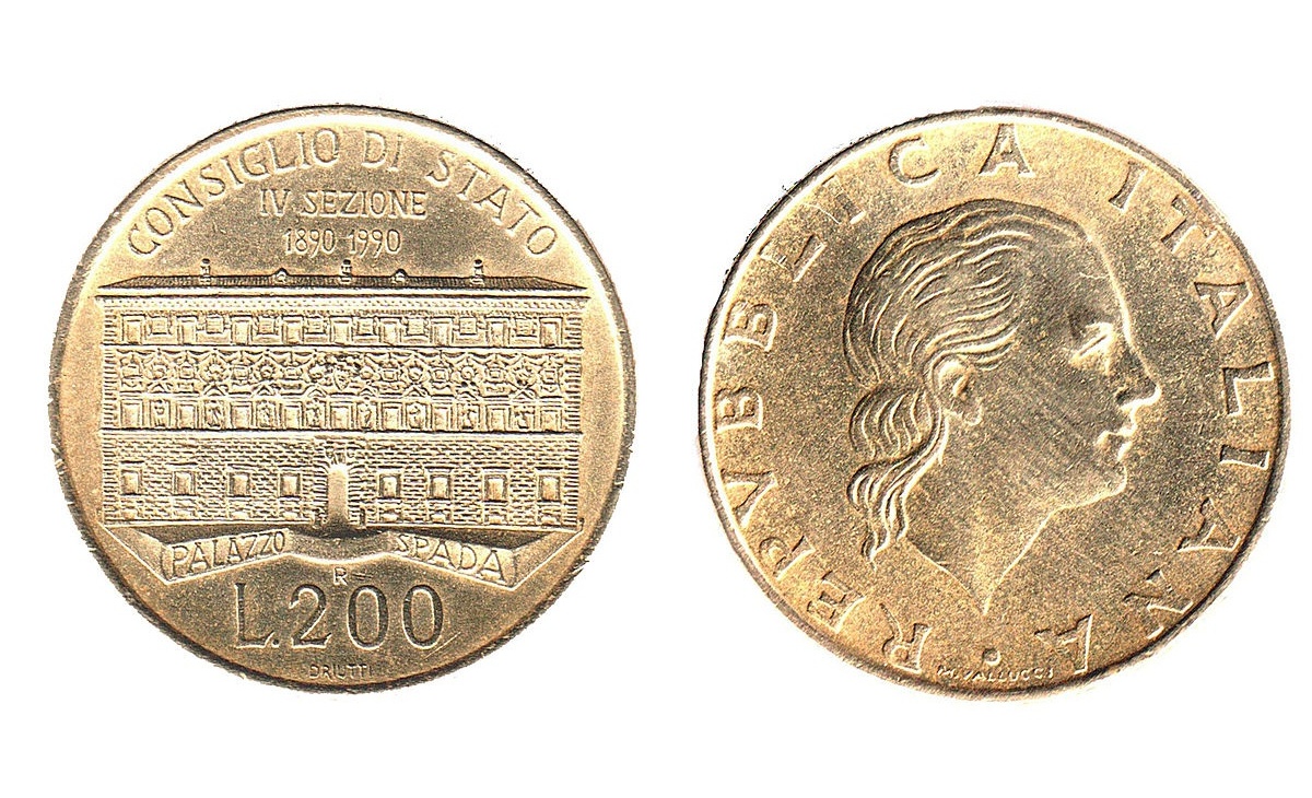 Valore della moneta da 200 Lire Consiglio di Stato del 1990
