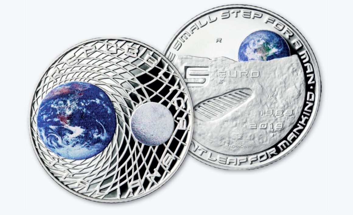 Valore della moneta da 5 euro 50° Anniversario dello sbarco dell’uomo sulla Luna