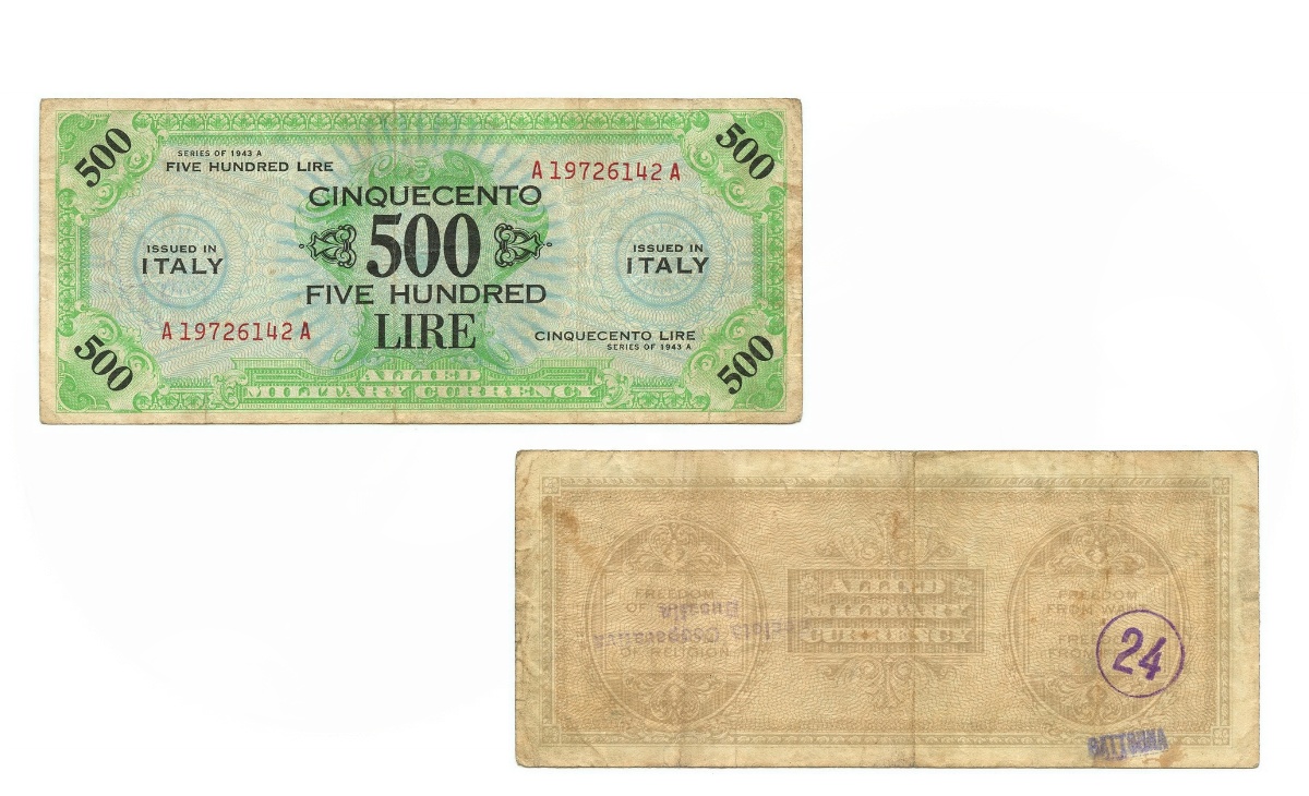 Valore banconota da 500 Lire di Carta Americane AM - Lire