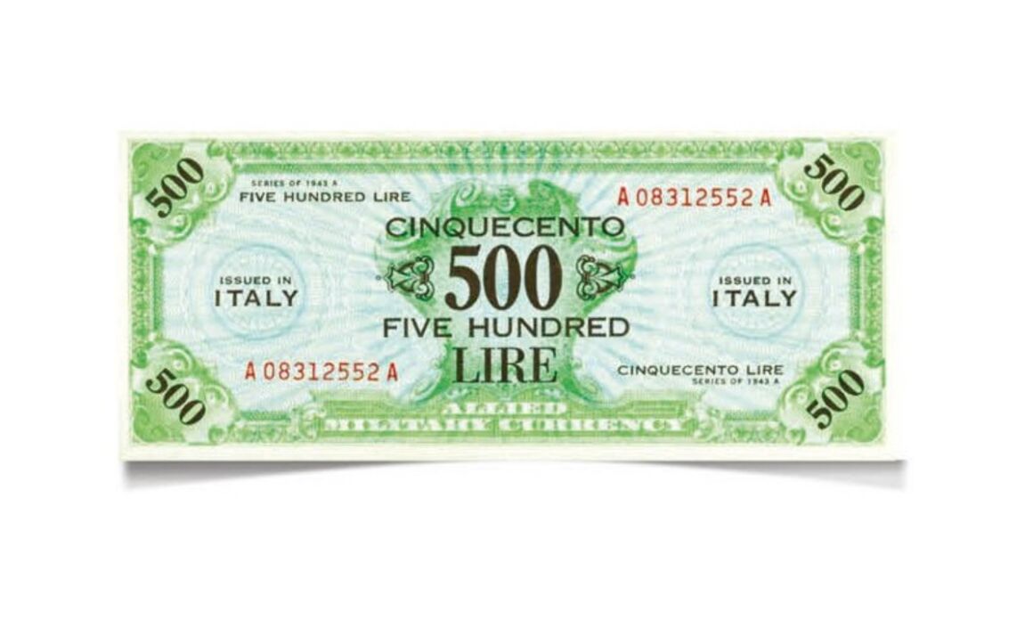 Valore banconota da 500 Lire di Carta Americane AM - Lire