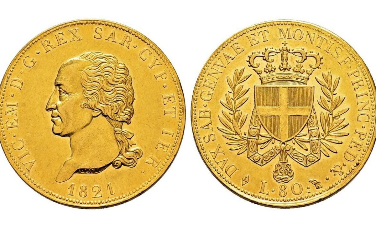 Valore della moneta da 80 lire 1821 Vittorio Emanuele I