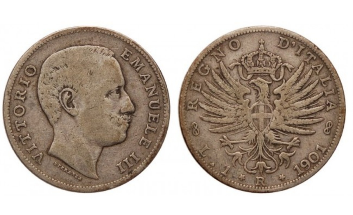 Valore moneta da 1 Lira Aquila Sabauda