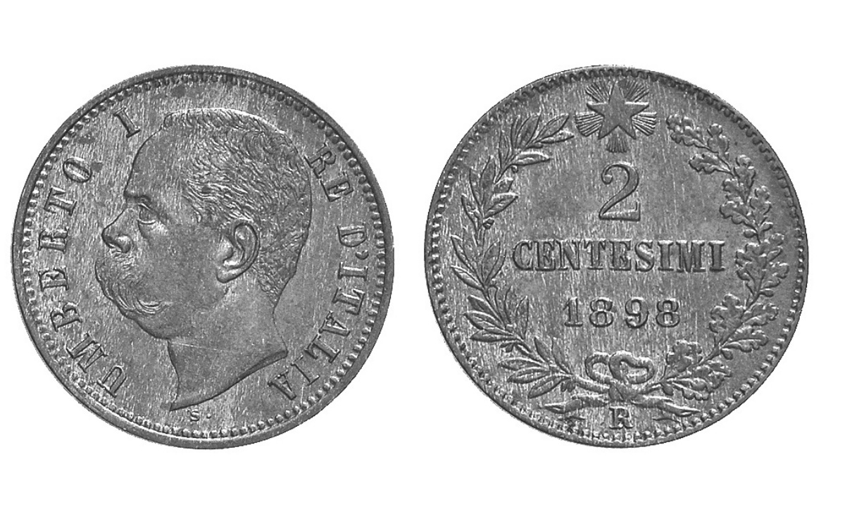 Valore moneta da 2 Centesimi di Lire Umberto I