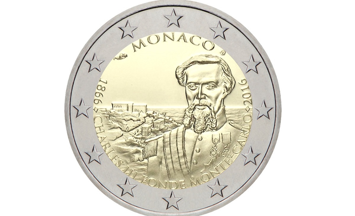 Valore 2 Euro Commemorativi Monaco 2016 – 150° anniversario della fondazione di Monte Carlo da parte del Principe Carlo III