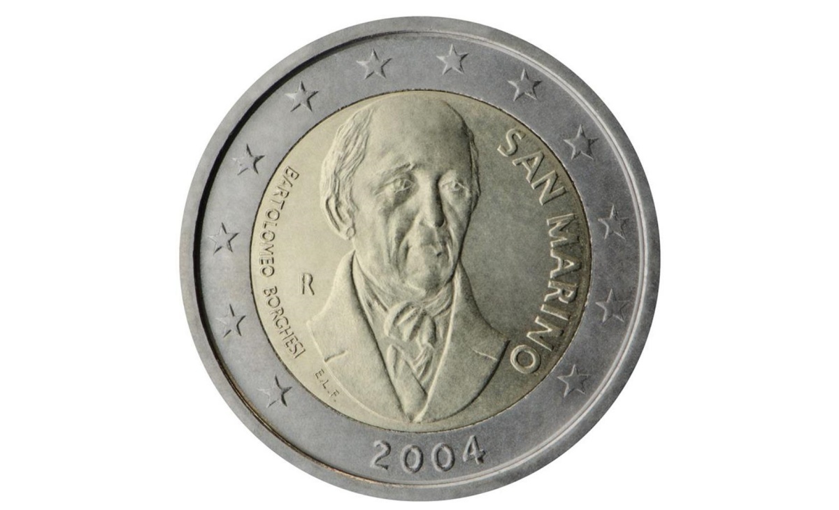 Valore moneta da 2 Euro Commemorativi San Marino 2004 Bartolomeo Borghesi