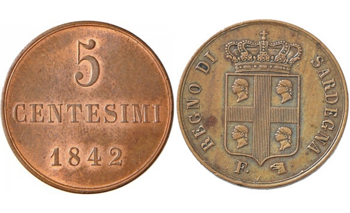 Valore della moneta da 5 Centesimi Carlo Alberto