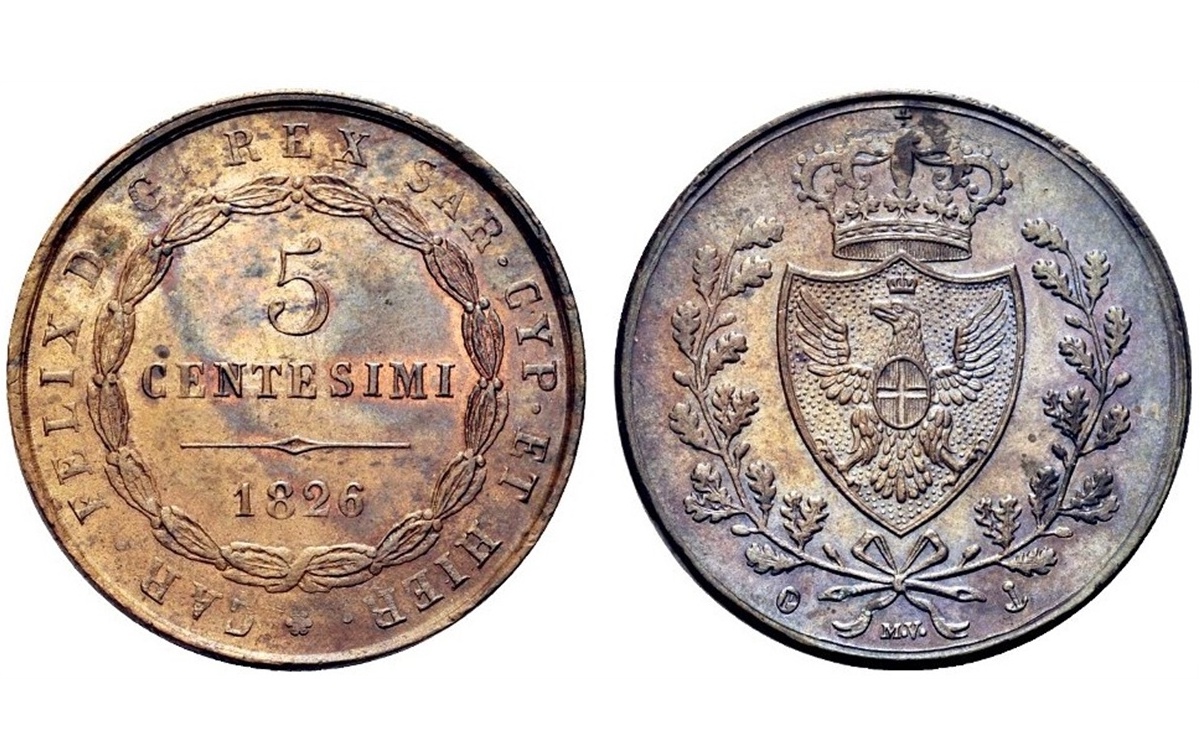Valore della moneta da 5 Centesimi Carlo Felice