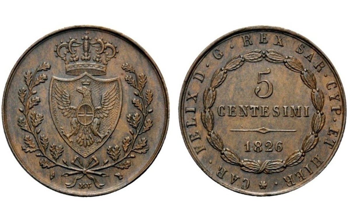 Valore della moneta da 5 Centesimi Carlo Felice