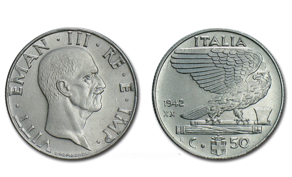 Valore moneta da 50 Centesimi Lire Vittorio Emanuele III Impero
