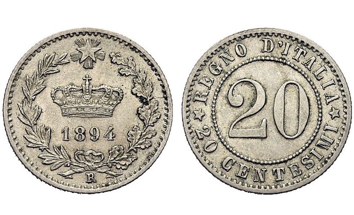 Valore del Nichelino 20 Centesimi 1894 Umberto I