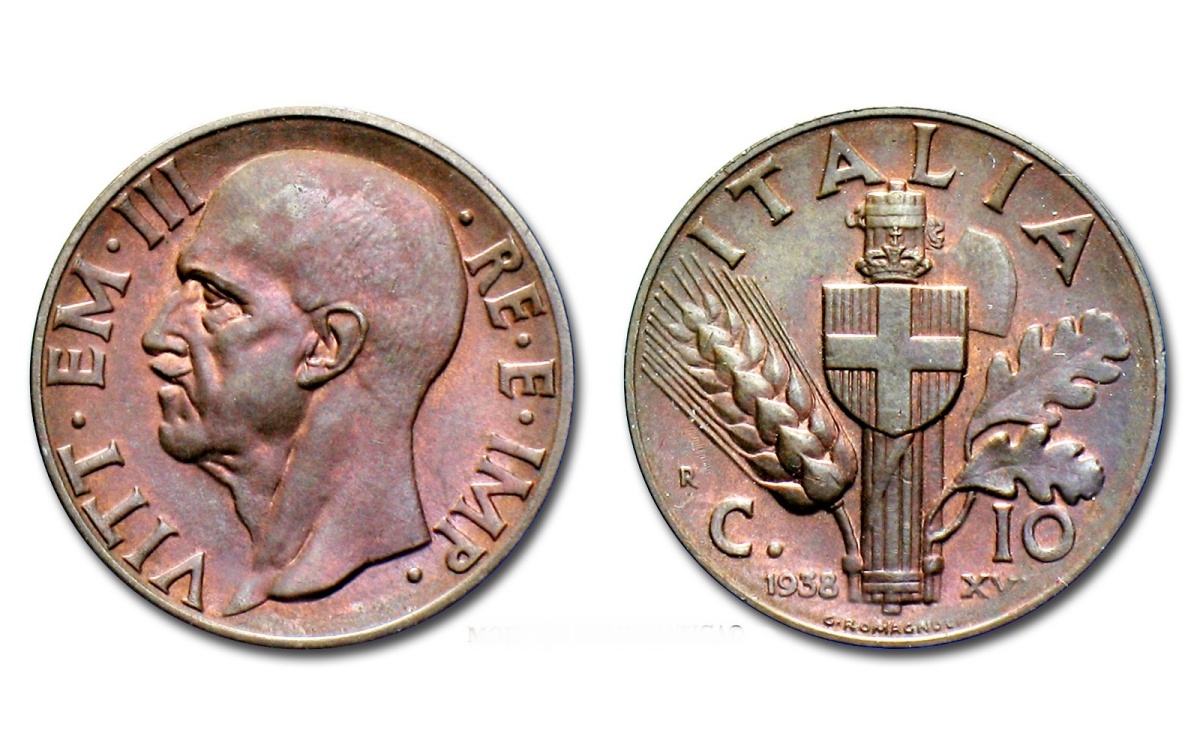 Valore moneta da 10 Centesimi Impero 1° Tipo Rame