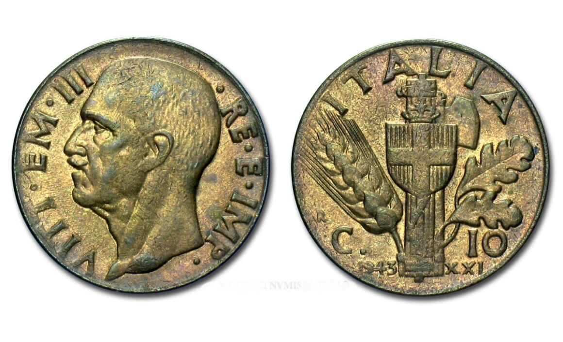 Valore moneta da 10 Centesimi Impero 2° Tipo Bronzital