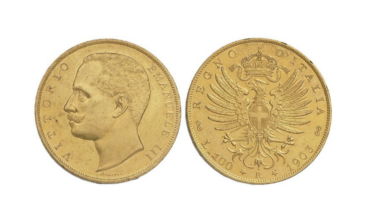 Valore della moneta da 100 lire d'oro Aquila Sabauda del Regno D'Italia