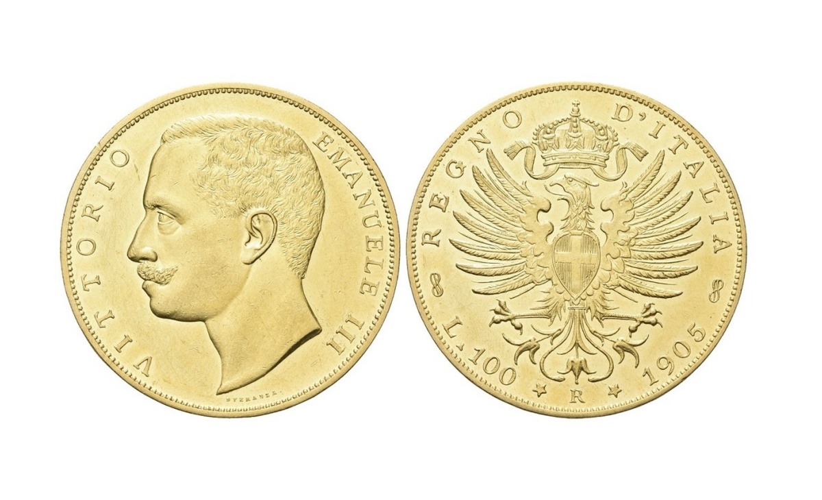 Valore della moneta da 100 lire d'oro Aquila Sabauda del Regno D'Italia