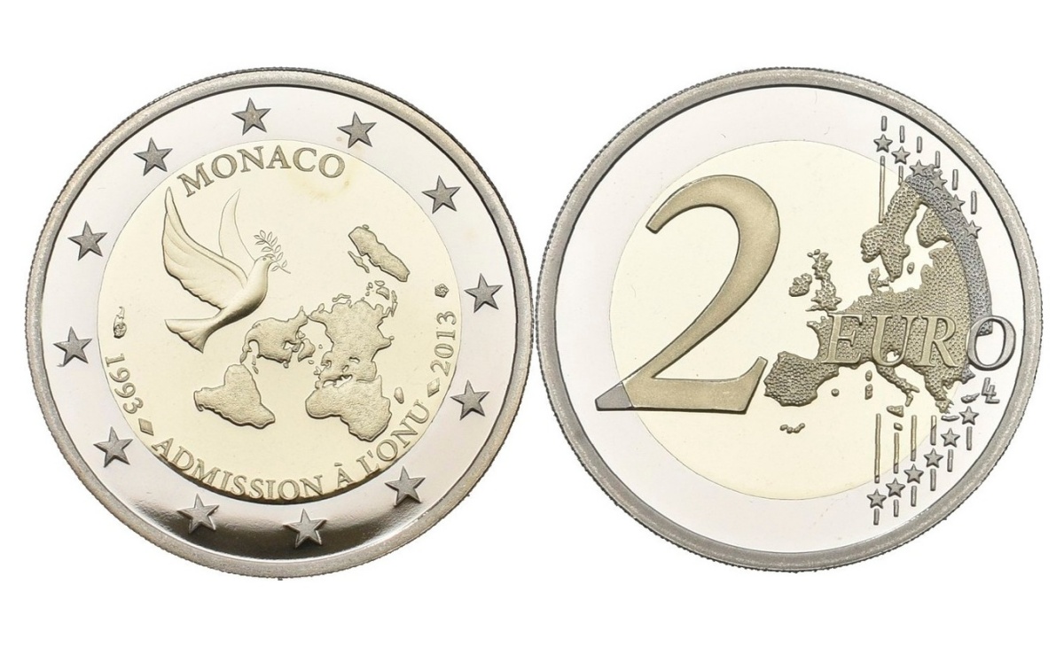 Valore moneta da 2 Euro Commemorative Monaco 2013 ONU