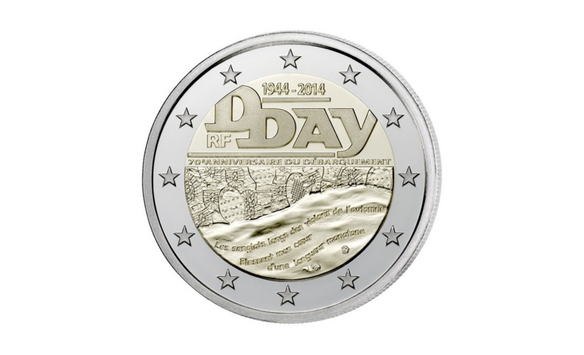 Valore moneta da 2 Euro Commemorativi Francia 2014 – Sbarco in Normandia