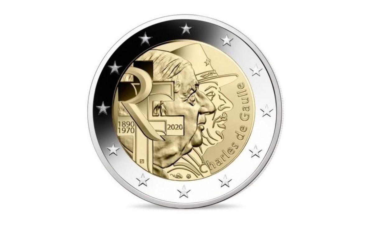 Valore moneta da 2 Euro Commemorativi Francia 2020 Generale Charles de Gaulle