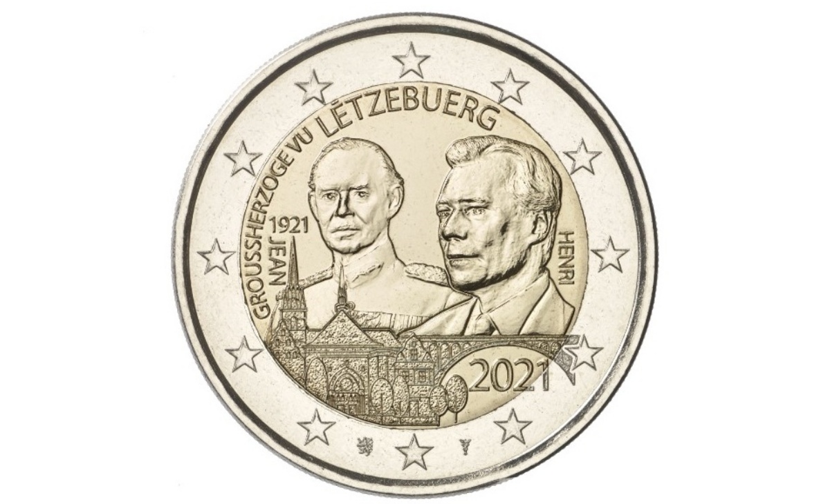 Valore moneta da 2 Euro Commemorativi Lussemburgo 2021 Granduca Giovanni