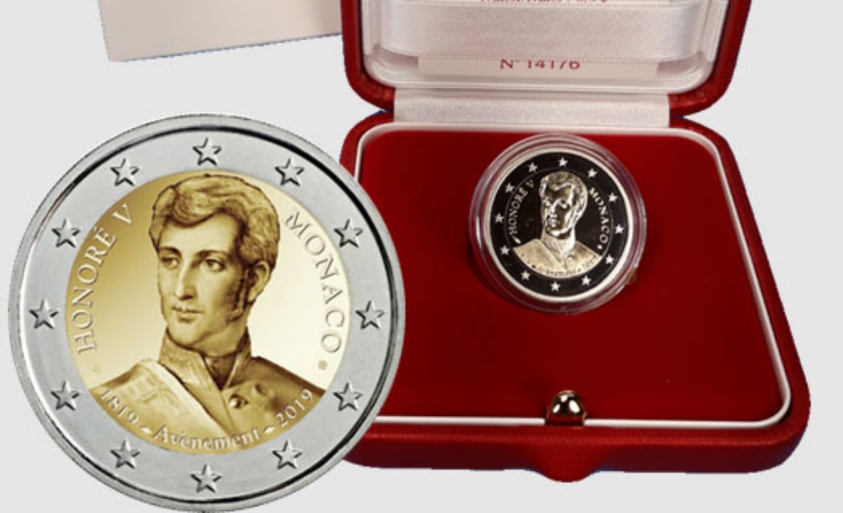 Valore 2 Euro Commemorativi Monaco 2019 Principe Honoré V