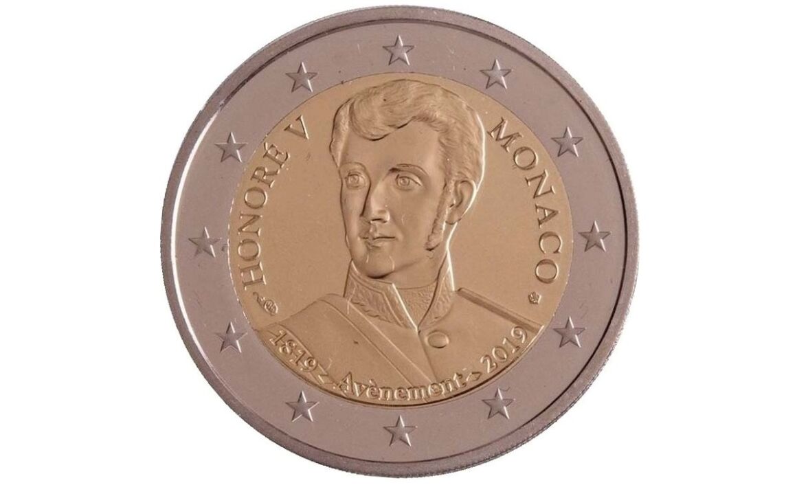 Valore 2 Euro Commemorativi Monaco 2019 Principe Honoré V