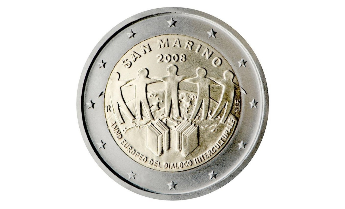 Valore moneta da 2 Euro Commemorativi San Marino 2008 Dialogo Interculturale