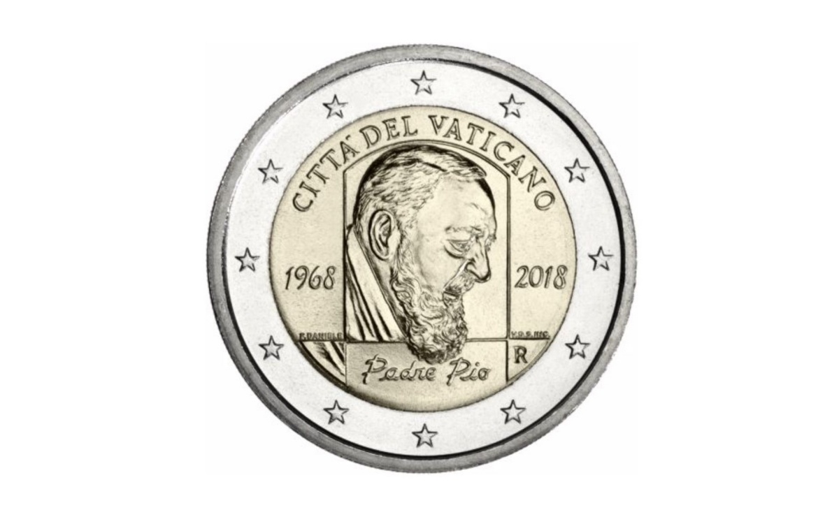 Valore moneta da 2 Euro Padre Pio Città del Vaticano 2018