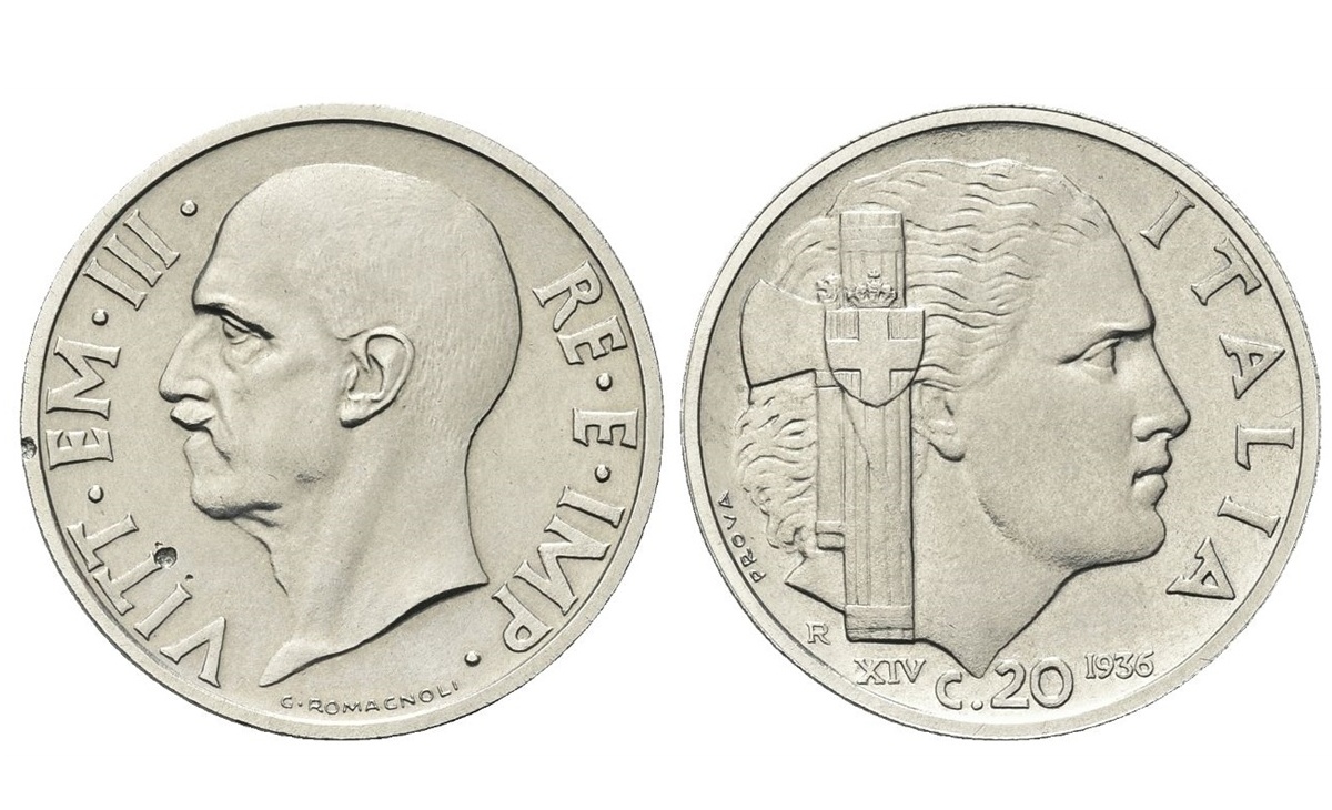 Valore moneta da 20 centesimi 1936 “Impero” PROVA