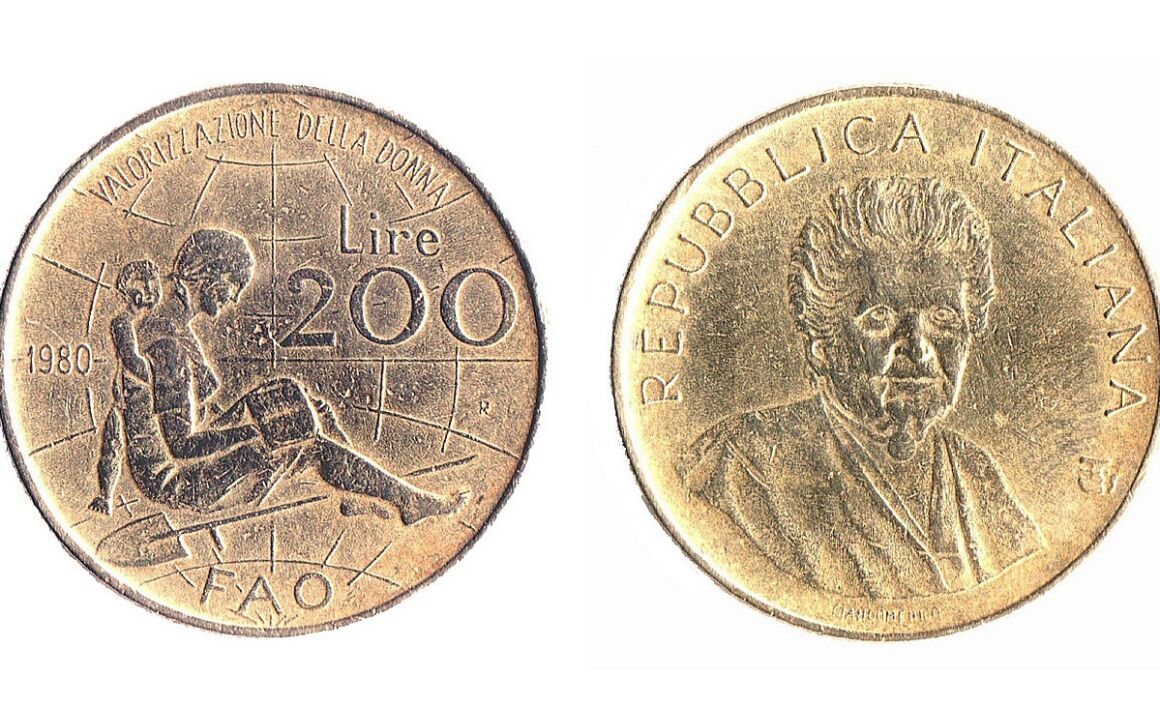 Valore moneta da 200 Lire Montessori 1980
