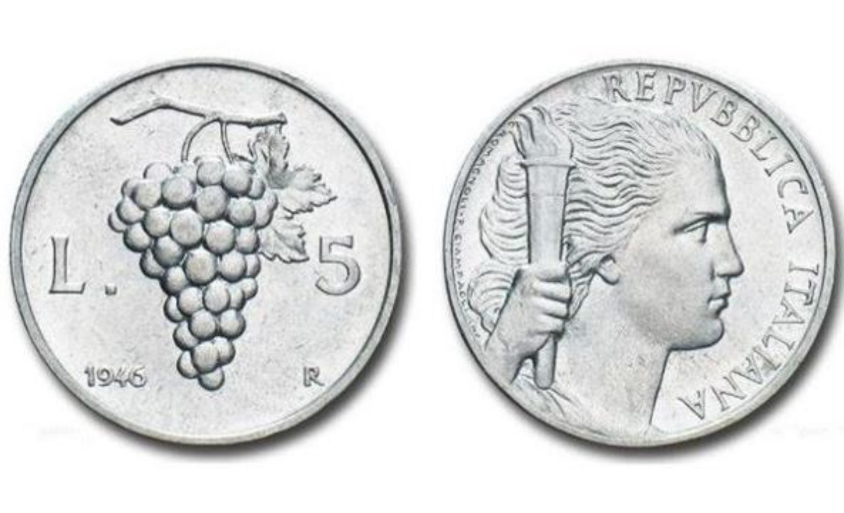 Il valore della moneta da 5 Lire Uva