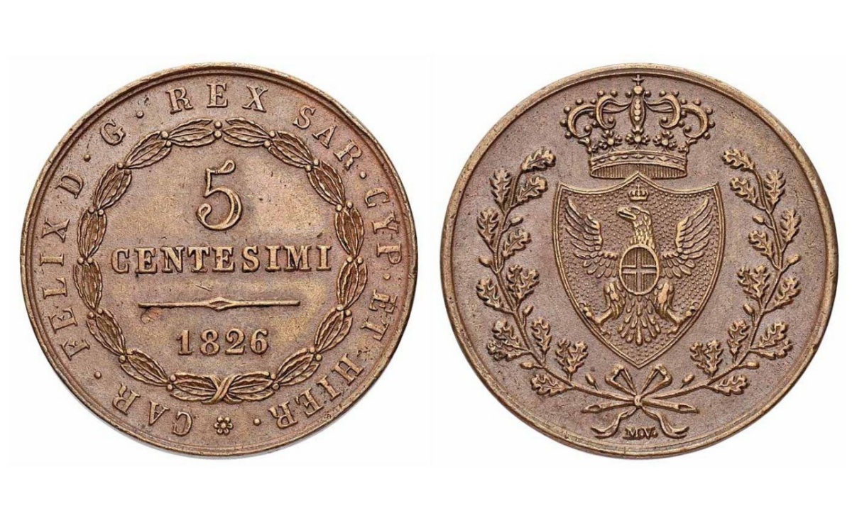 Valore moneta da 5 centesimi Vittorio Emanuele II – Secondo Tipo – Bologna