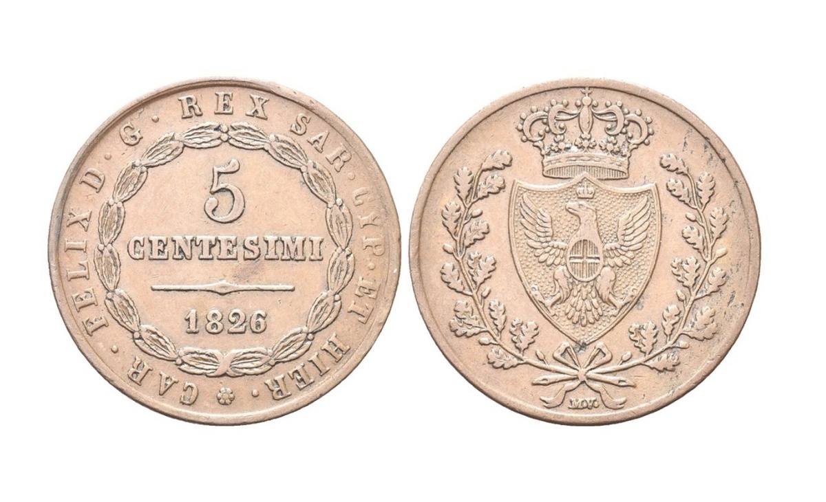 Valore moneta da 5 centesimi Vittorio Emanuele II – Secondo Tipo – Bologna