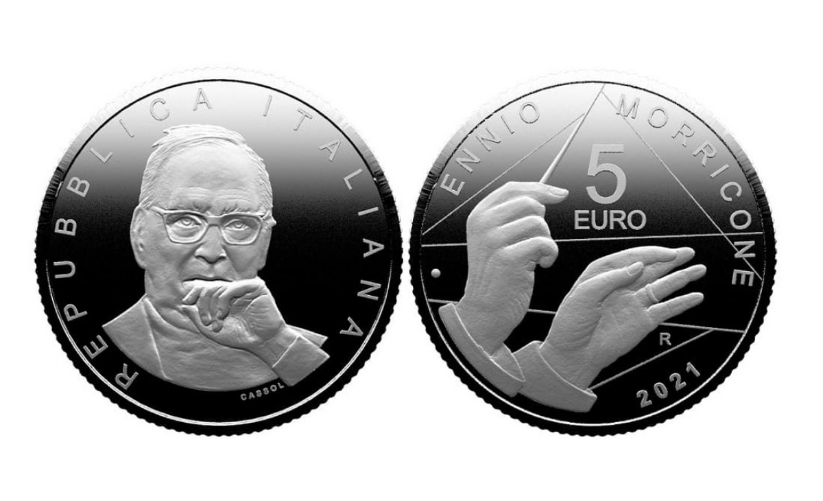 Valore e caratteristiche della moneta da 5 euro Serie Grandi Artisti Italiani - Ennio Morricone