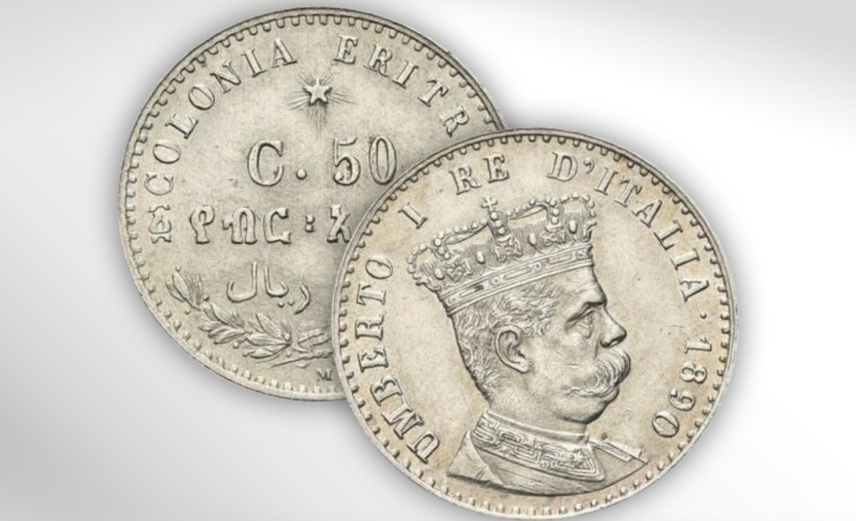 Valore moneta da 50 Centesimi Lire Umberto I Colonia Eritrea