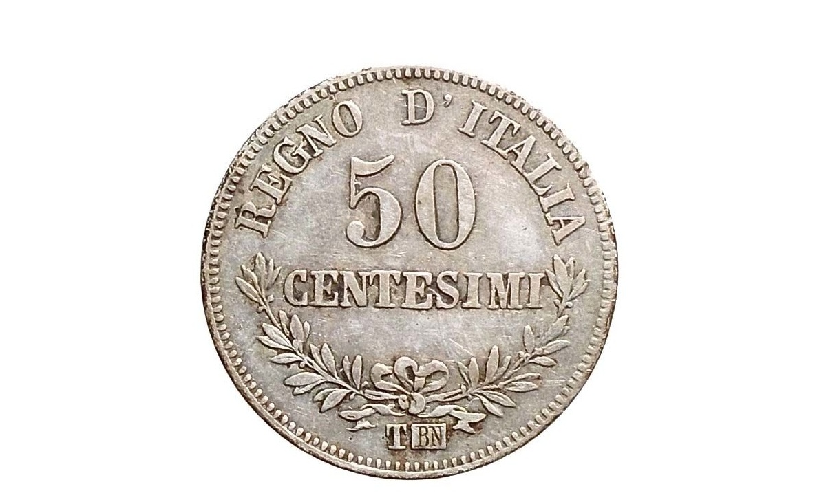 Valore moneta da 50 Centesimi di Lire Vittorio Emanuele II Valore