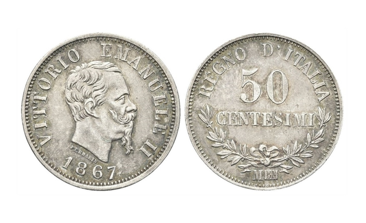 Valore moneta da 50 Centesimi di Lire Vittorio Emanuele II Valore