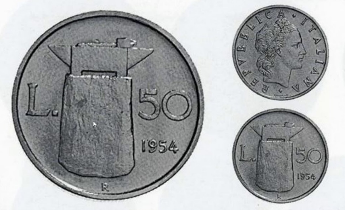 Valore moneta da 50 Lire Incudine PROGETTO 1954