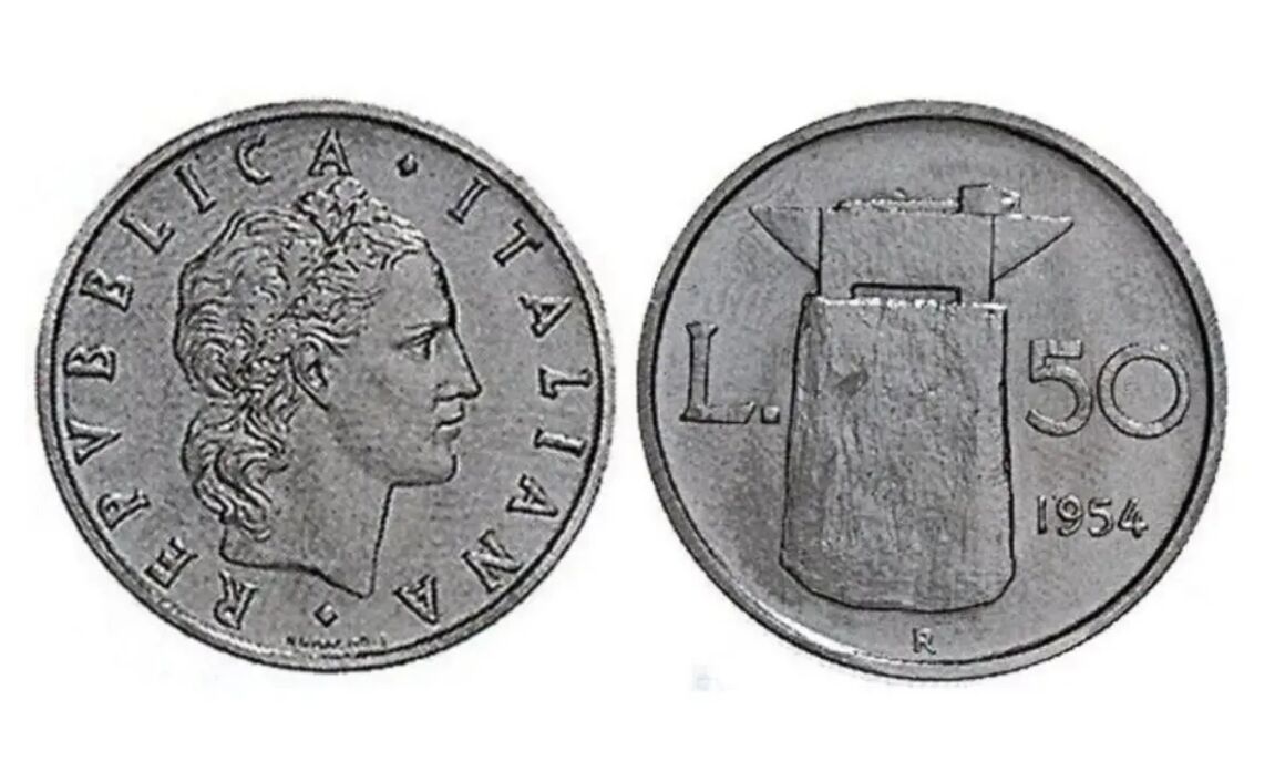 Valore moneta da 50 Lire Incudine PROGETTO 1954