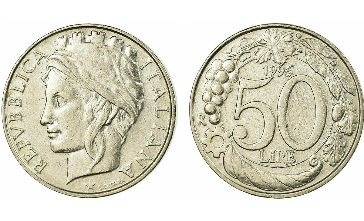 Valore moneta da 50 lire Italia Turrita