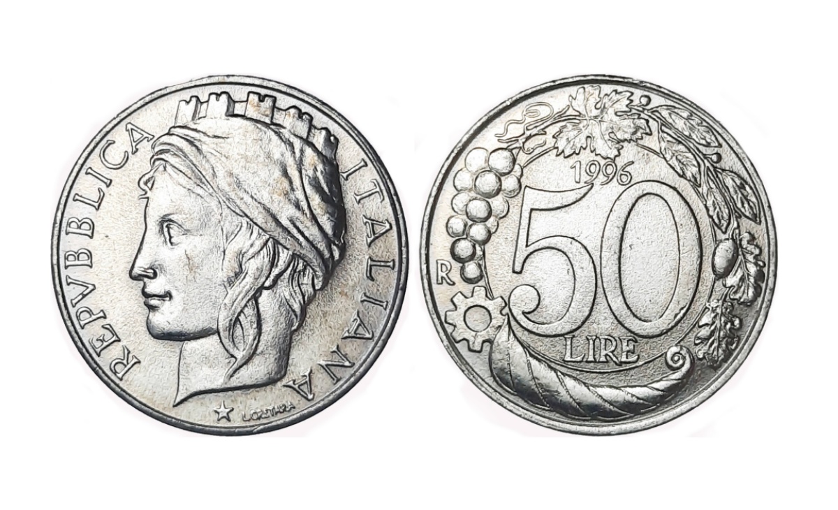 Valore moneta da 50 lire Italia Turrita