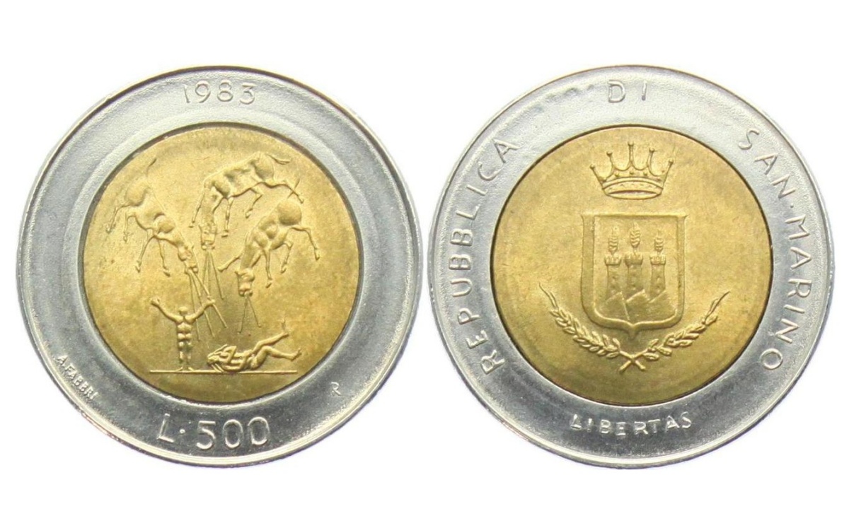 Valore moneta da 500 Lire San Marino 1983 Apocalisse Minaccia atomica