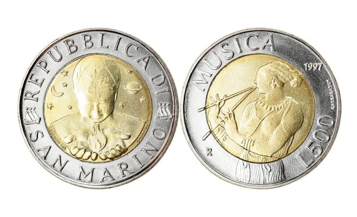 Caratteristiche delle 500 lire San Marino 1997 La musica suonatrice