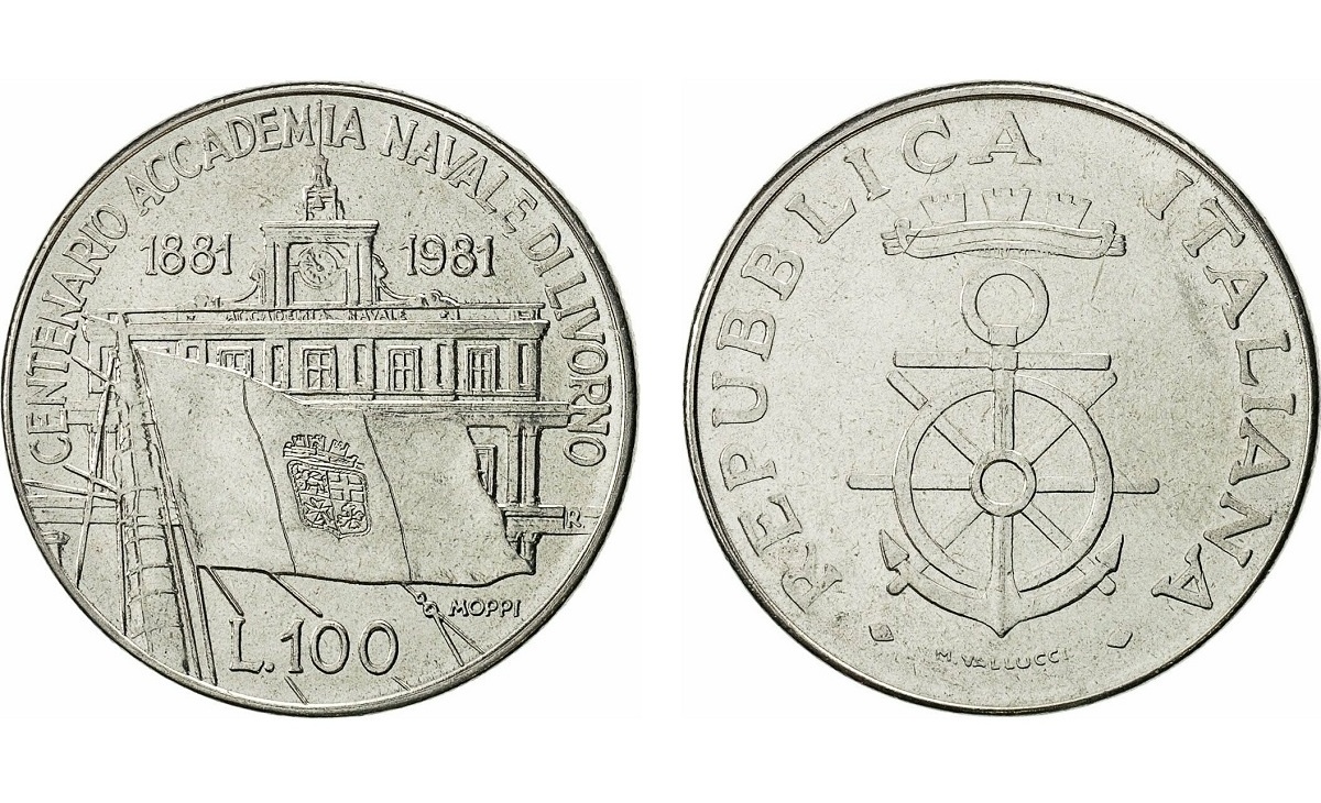 Valore moneta da 100 Lire Accademia Navale di Livorno